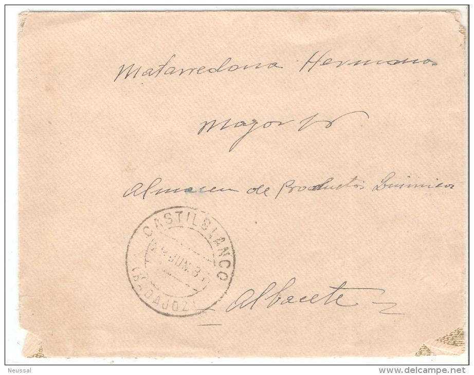 Carta Con Salida En Castilblanco(badajoz) 29-6-1937, Sin Franqueo Y En El Anverso Nota Certificada De Carencia De Sellos - Cartas & Documentos