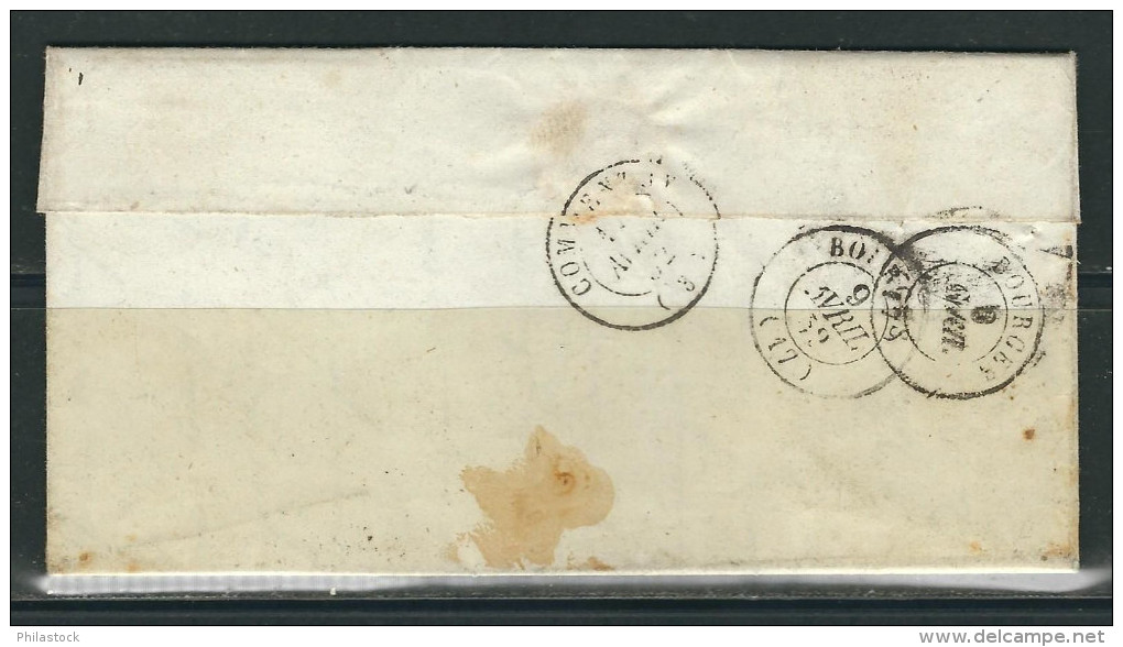 FRANCE 1852 N° 4 B (def.) Obl. S/Lettre Entiére PC 2268 Nevers - 1849-1850 Ceres