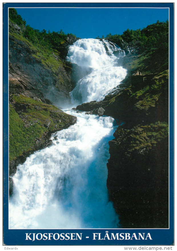 Kjosfossen Waterfall, Flam, Norway Postcard Posted 2007 Stamp - Norvège