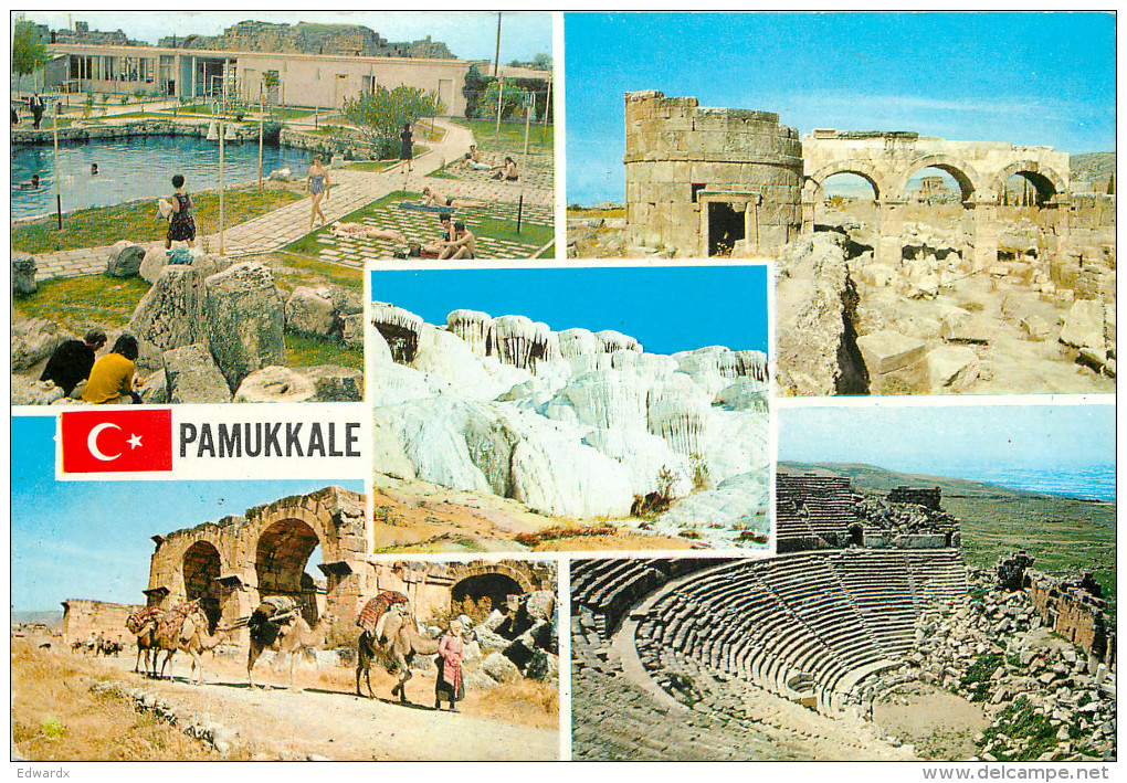 Pamukkale, Turkey Postcard Posted 1988 Stamp - Turquia