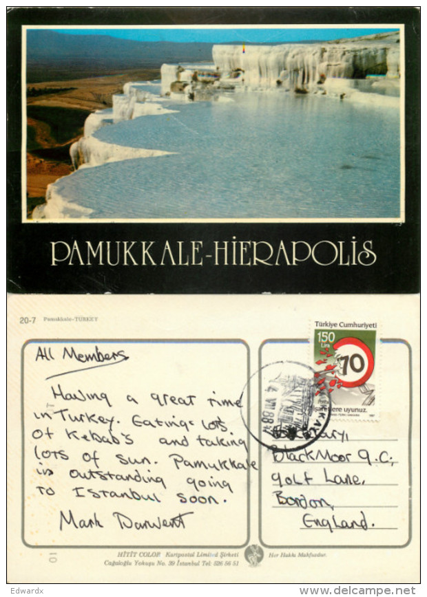 Pamukkale, Turkey Postcard Posted 1988 Stamp - Turquie