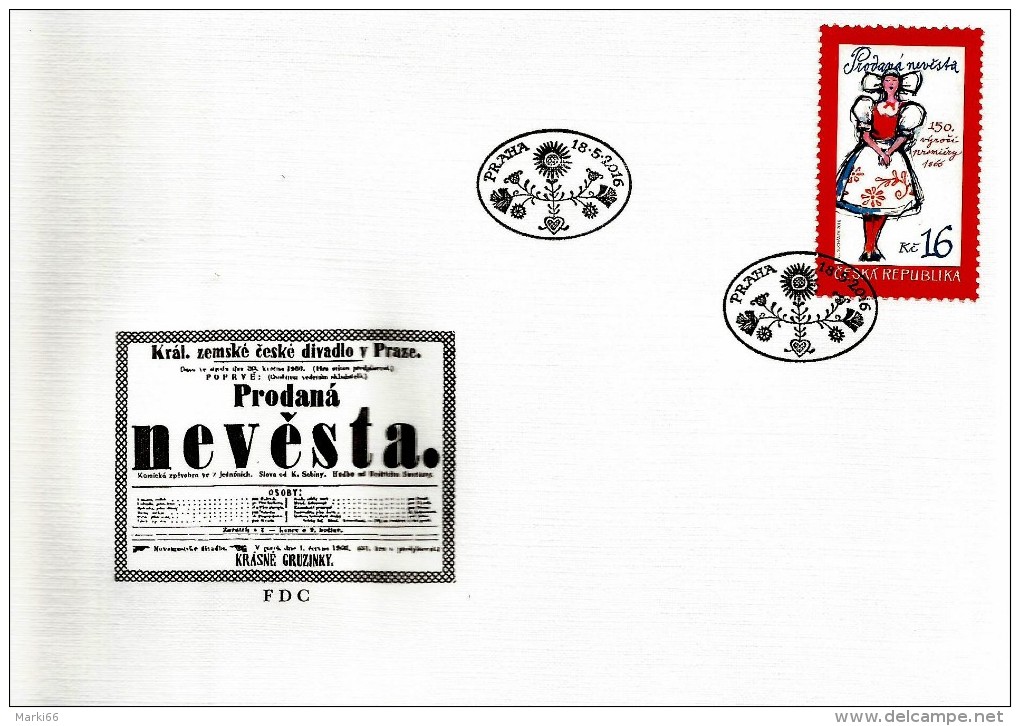 Czech Republic - 2016 - 150 Anniversary Of Premiere Of Bartered Bride Opera - FDC (first Day Cover) - FDC