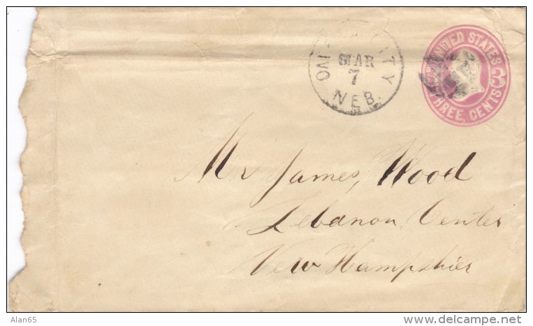 Sc#U58, 1864-65 Issue 3-cent Pink Envelope Postal Stationery Omaha City NE Closed PO, Open 1854-1871 - ...-1900