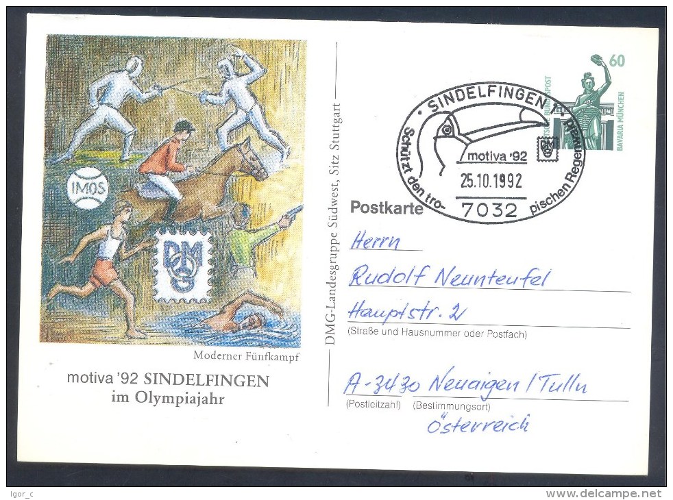 Germany Deutschland 1992 Card: Birds Vogel Oiseaux; Nature Protection Tucan; Schützt Den Troposchen Regenwald; Fencing - Andere & Zonder Classificatie