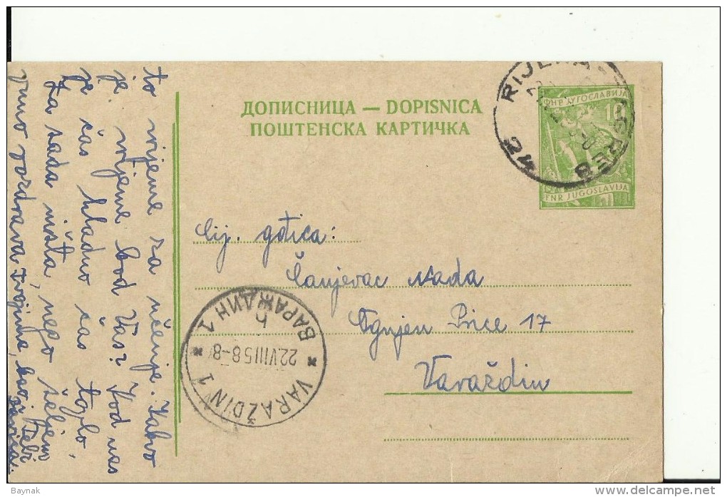 RIJEKA - ZAGREB   ---  RAILWAY CANCEL, BAHN - POST STEMPEL - Briefe U. Dokumente