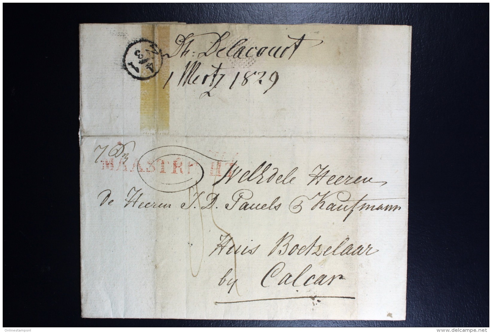 Complete Letter MAASTRICHT To Calcar Germany, Cancel N 4/3 1 In Circle RRR 1829 - ...-1852 Préphilatélie