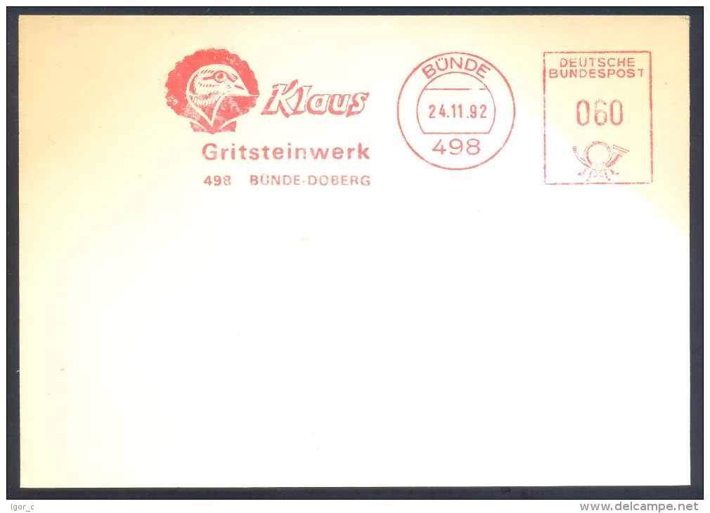 Germany Deutschland 1992 Card: Birds Vogel Oiseaux; Freistempel EMA Slogan Cancellation - Autres & Non Classés