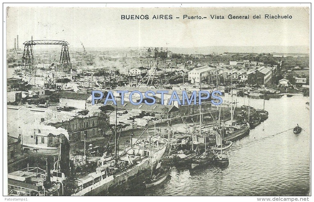 56803 ARGENTINA BUENOS AIRES PORT PUERTO VISTA GENERAL DEL RIACHUELO & SHIP POSTAL POSTCARD - Argentina