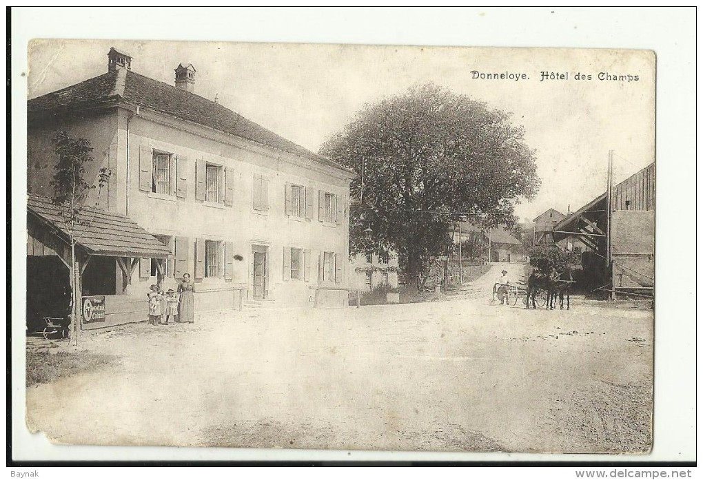 VD175  --  DONNELOYE  --  HOTEL DES CHAMPS  --    BAUER MIT PFERDEN  --  1917  --  VORSICHT: UNTEN LINKS ECKE FEHLT, - Donneloye