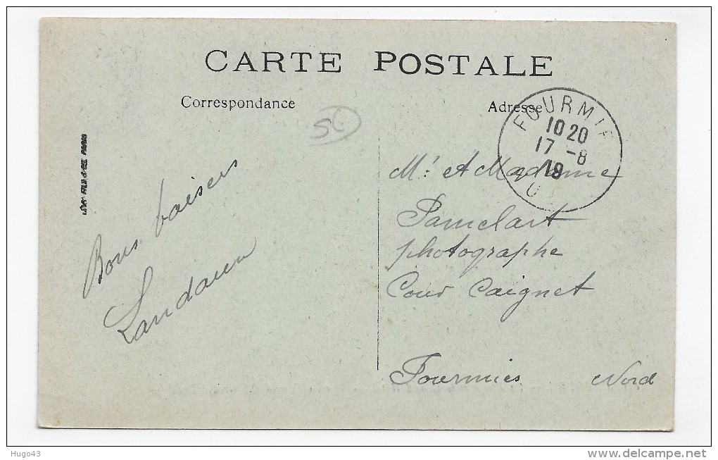 (RECTO / VERSO) CABOURG EN 1919 - N° 111 - LA PLAGE ET LE GRAND HOTEL - BEAU CACHET - CPA - Cabourg