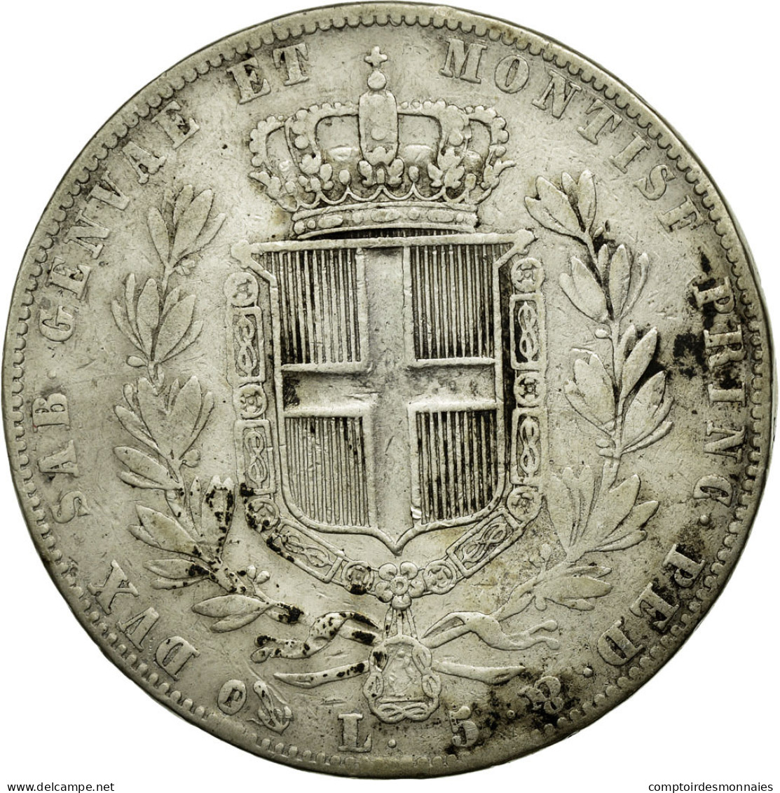 Monnaie, États Italiens, SARDINIA, Carlo Alberto, 5 Lire, 1844, Genoa, TB+ - Autres & Non Classés