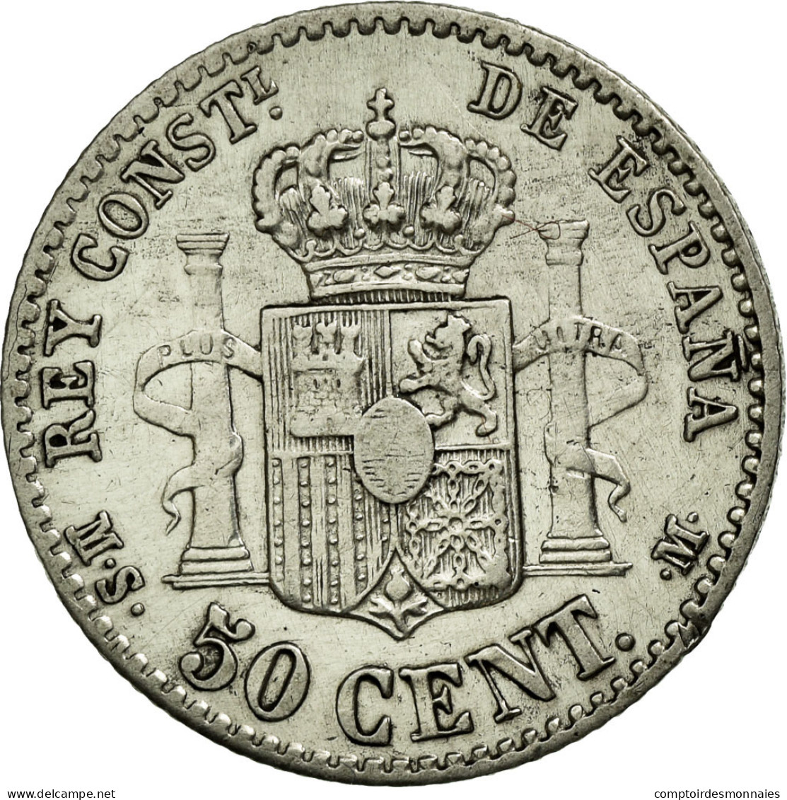 Monnaie, Espagne, Alfonso XII, 50 Centimos, 1880, SUP, Argent, KM:685 - Autres & Non Classés