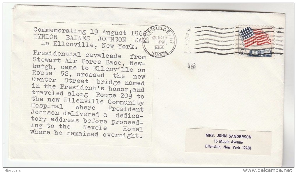 1966 PRESIDENT JOHNSON  VISIT ELLENVILLE COMMUNITY HOSPITAL Health Medicine Stamps USA - Medicina