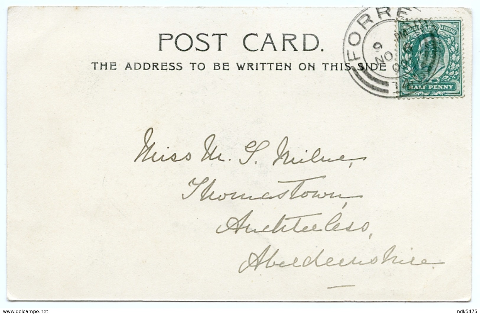 CAWDOR CASTLE / ADDRESS - AUCHTERLESS, THOMASTOWN, TURRIFF / POSTMARK - FORRES - Nairnshire