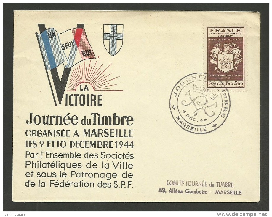 Enveloppe Illustrée " Journée Du Timbre " MARSEILLE 1944 - 1921-1960: Modern Tijdperk