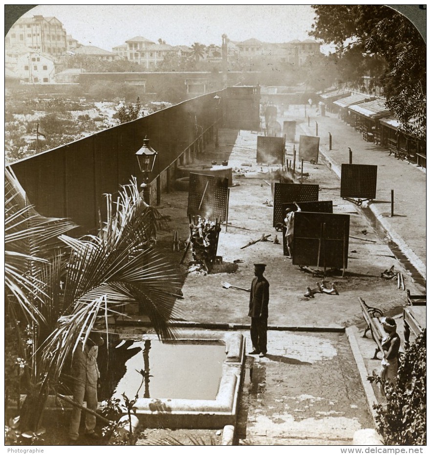 Indes Bombay Crématorium Hindu Pres De Malabar Hill Ancienne Photo Stereoscope Underwood 1903 - Photos Stéréoscopiques