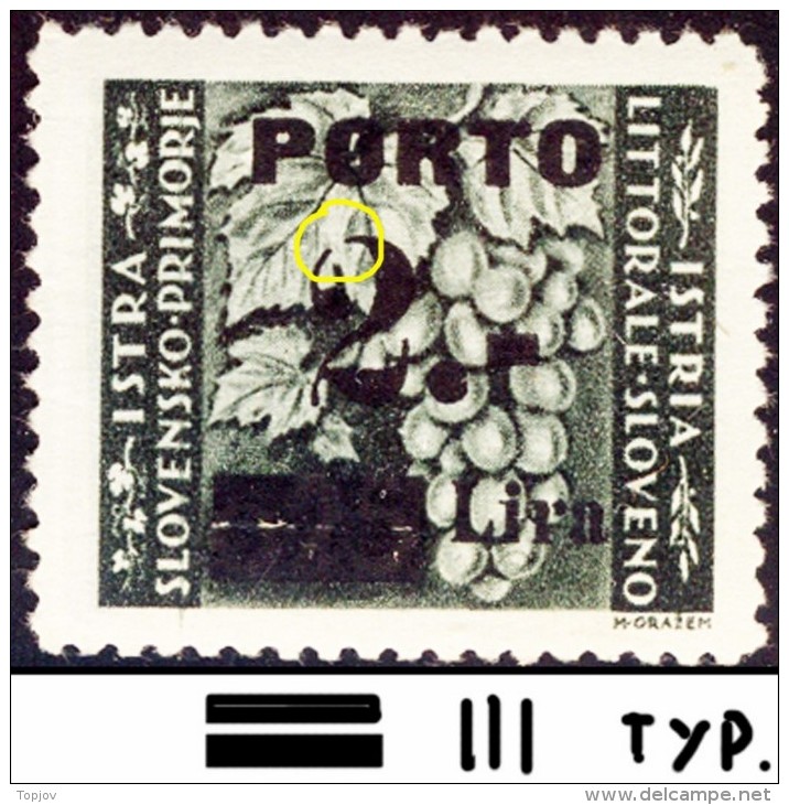 ITALIA - TRIESTE - SLOVENIJA - VUJA - PORTO - III Tayp Tasselo Con "CURVA"  - **MNH - 1946 - Taxe