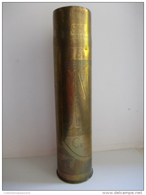 Guerre 1914.1918 - Artisanat De Tranchées - Douille Gravée. Souvenir Des Loges. Ancre De Marine - - 1914-18