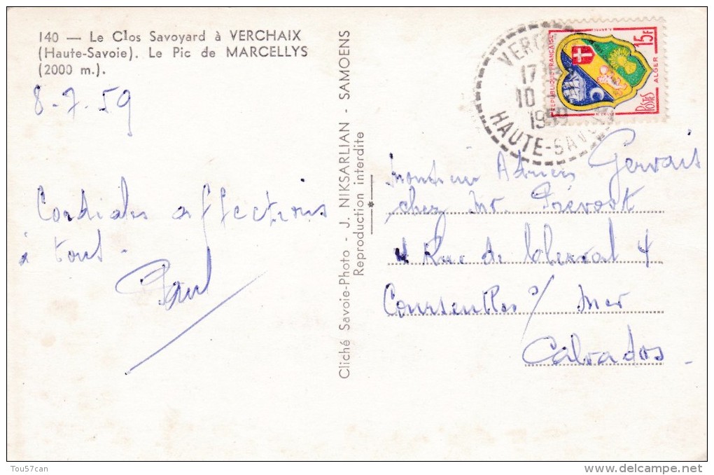 VERCHAIX - HAUTE-SAVOIE -  (74)  -  CPSM DE 1959 - Autres & Non Classés