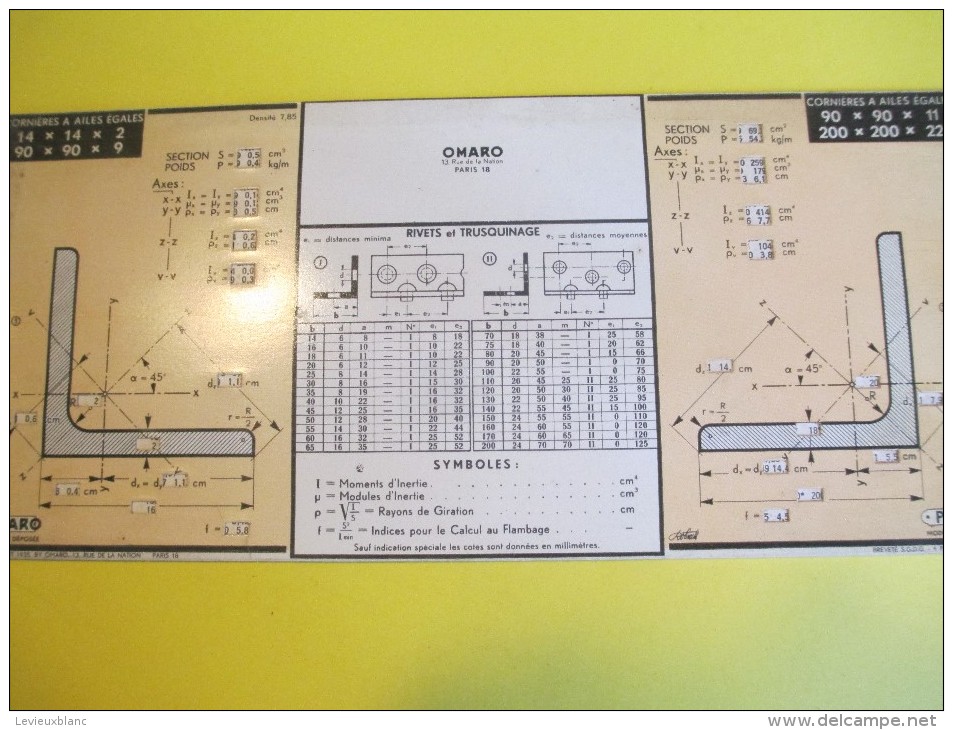 Mécanique/Réglette Carton  Articulée/OMARO/Corniéres- Ailes égales Et Inégales/Nation/Paris/1935    VPN56 - Supplies And Equipment