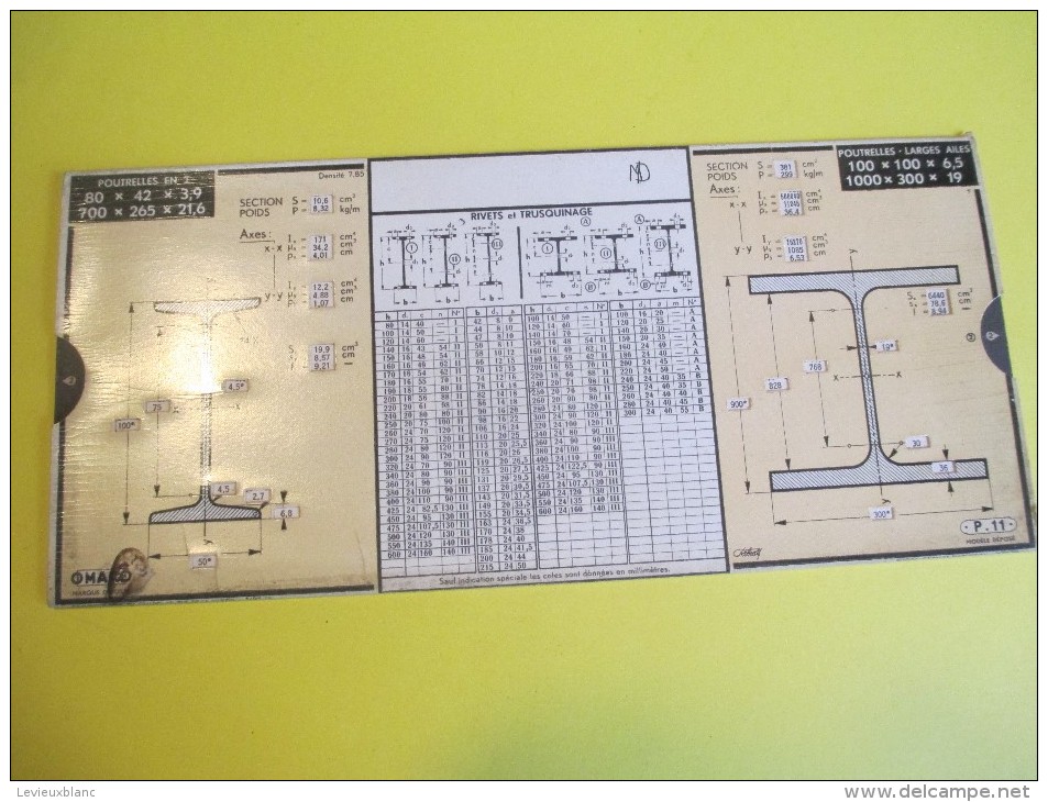 Mécanique/Réglette Carton  Articulée/OMARO/Fers Profilés -Poutrelles/Nation/Paris/1935    VPN58 - Supplies And Equipment