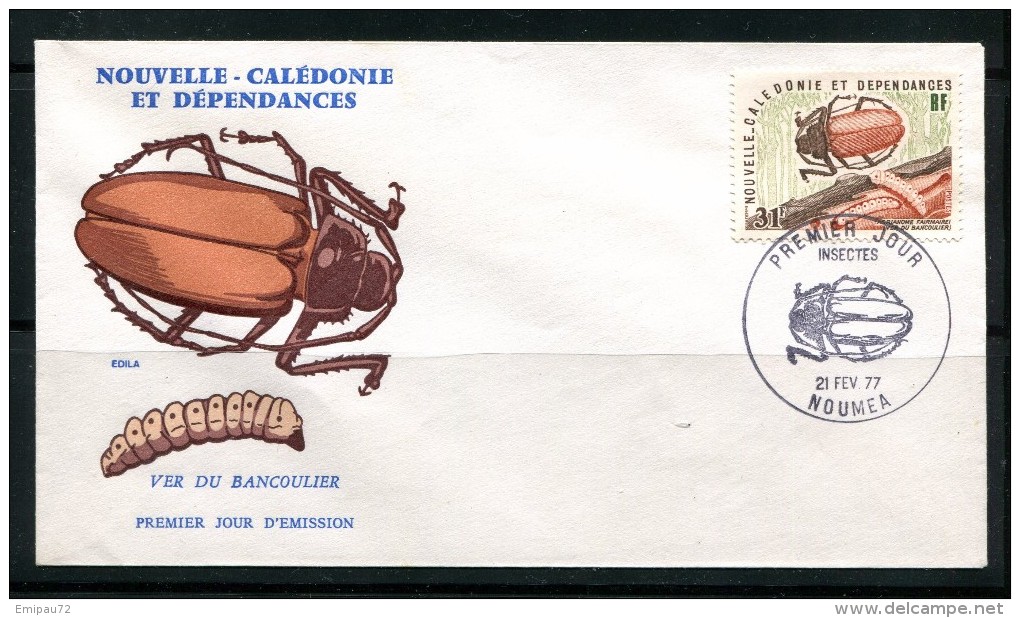 NOUVELLE CALEDONIE- Enveloppe 1er Jour- 21 Février 1977- Insectes - Cartoline Maximum