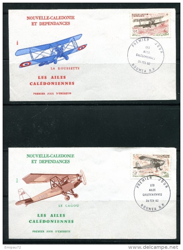 NOUVELLE CALEDONIE-  2 Enveloppes 1er Jour- 24 Février 1982- Les Ailes Calédoniennes - Cartoline Maximum