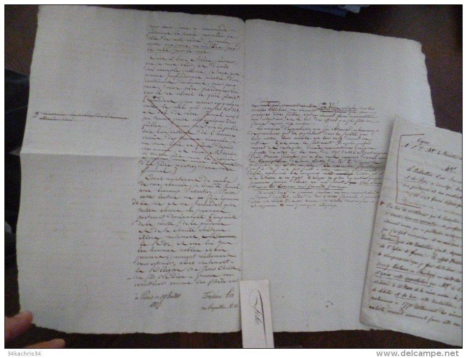 Manuscrit Original Religion  F.Léo 1817 Lettre Au Journal L'ami De La Religion + 1 Au Ministre Plainte De Diffamation - Religión & Esoterismo