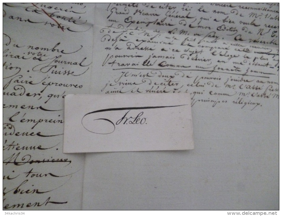 Manuscrit Original Religion  F.Léo 1817 Lettre Au Journal L'ami De La Religion + 1 Au Ministre Plainte De Diffamation - Religión & Esoterismo