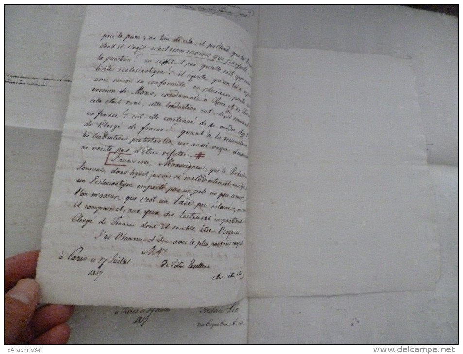 Manuscrit original Religion  F.Léo 1817 Lettre au journal l'ami de la religion + 1 au ministre Plainte de diffamation