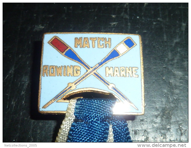 BOUTONNIERE EN EMAIL ANCIENNE AVIRON - MATCH ROWING MARNE - RARE - SUPERBE MEDAILLE AVIRON SPORT - Roeisport