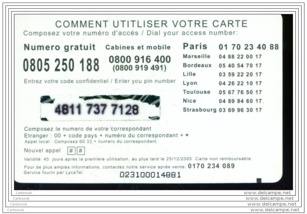 PE1482   CARTE PREPAYEE FRANCE - Autres & Non Classés