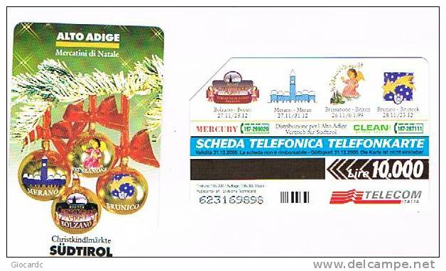 TELECOM ITALIA - C.& C. 2989  - MERCATINI DI NATALE  1999: ALTO ADIGE  BILINGUE AA          - USATA - Públicas Especiales O Conmemorativas