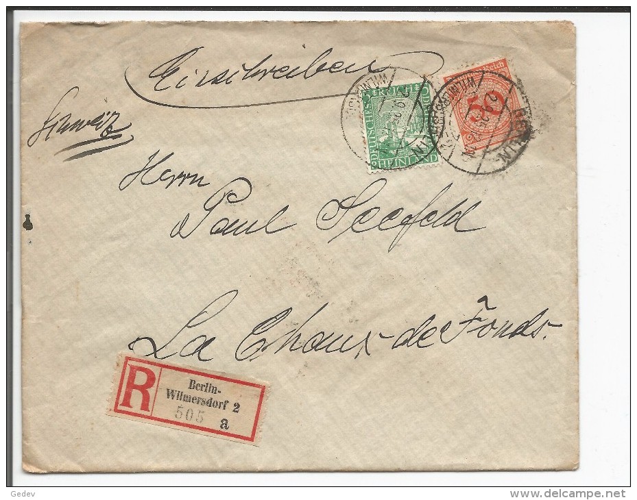 Allemagne, Lettre Deutsches Reich Recommandée, Berlin - La Chaux De Fonds Suisse (2.9.25) - Lettres & Documents
