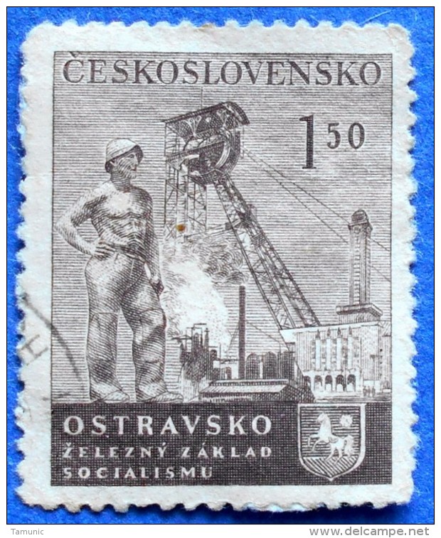 CZECHOSLOVAKIA MINERS ON SITE 1,50 K 1951 Mic.688 - USED - Used Stamps