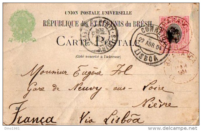 TB 2034 - Entier Postal Du Brésil - MP BRAGANCA Via LISBOA Pour NEUVY SUR LOIRE ( France ) - Postwaardestukken