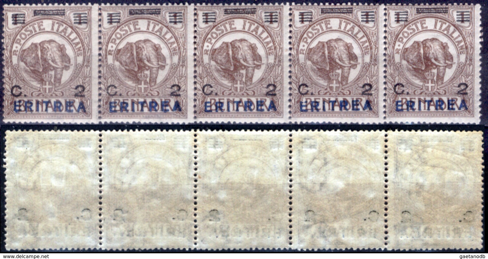 Italia-F01459 - Eritrea 1924: Sassone N. 80 (++) MNH - 9 Simili Striscie Di 5 Valori (non A Scelta) - Eritrea