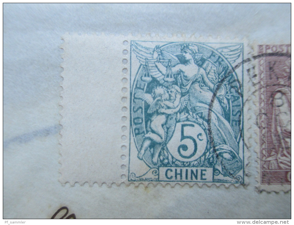 Frankreich / China 1906 Mixed Franking. Marke Mit Zwischensteg. Brief Mit Siegel!! Peking Chine. Selten / RAR - Cartas & Documentos