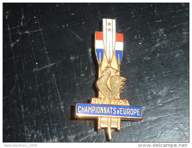 BROCHE INSIGNE AVIRON - FISA FFSA - CHAMPIONNATS D'EUROPE 1959 - RARE AVIRON SPORT - Aviron