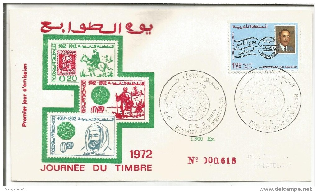 MAROC FDC 1972 JOURNEE DU TIMBRE - Marruecos (1956-...)