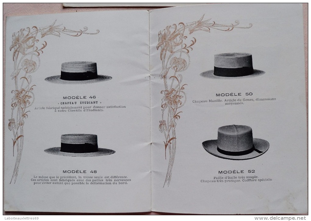 CATALOGUE PUBLICITAIRE AU MONDE ELEGANT-CHAPELLERIE DE LUXE-PLASSARD-LYON - 1901 - Textile & Clothing