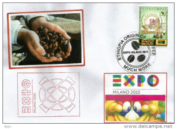 ETHIOPIA. UNIVERSAL EXPO MILANO 2015, Origin Of Coffee,  Letter From The Ethiopian Pavilion, With Stamps Of Ethiopia. - 2015 – Mailand (Italien)