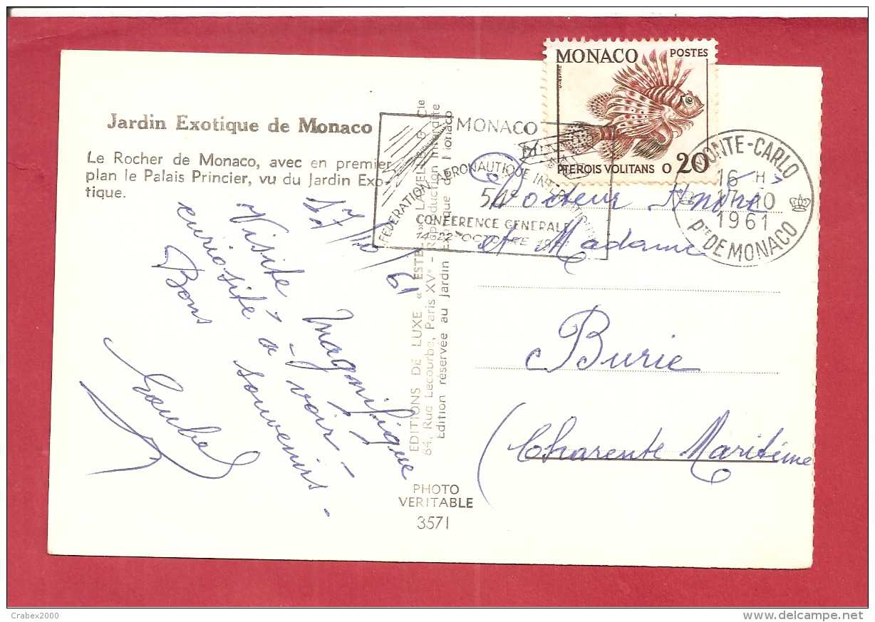 Y&T N°542    MONTE CARLO      Vers   FRANCE 1961   VOIR 2 SCANS - Cartas & Documentos