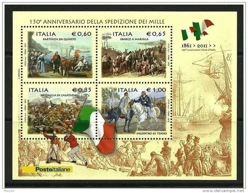 2010 Foglietto  150° Della Spedizione Dei Mille - Giuseppe Garibaldi  Nuovo (MNH) - Blocchi & Foglietti