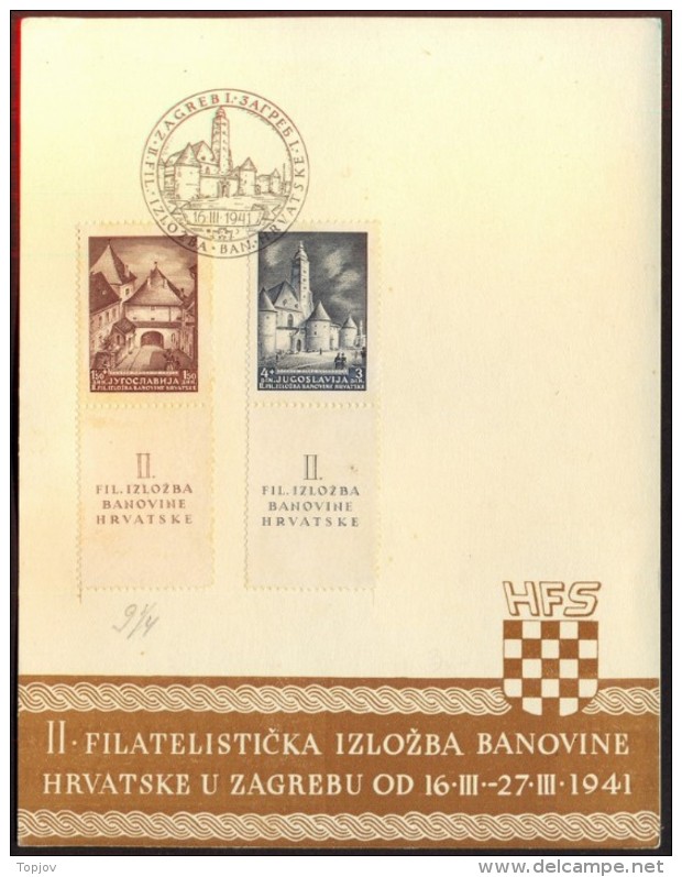 CROATIA - JUGOSLAVIJA - PHILATEL. EXHIBITION - 1.50 Din. Perf 9 ¼ - FDC - 1941 - Croazia