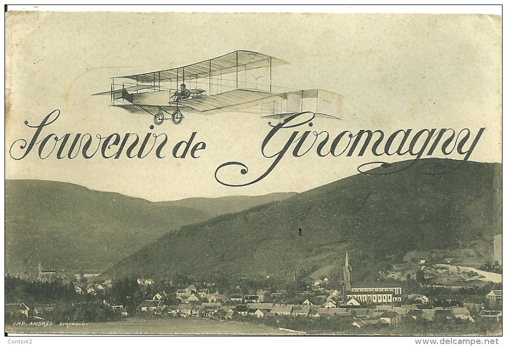 90 GIROMAGNY SOUVENIR VUE GENERALE AEROPLANE AVION AVIATION TERRITOIRE DE BELFORT - Giromagny