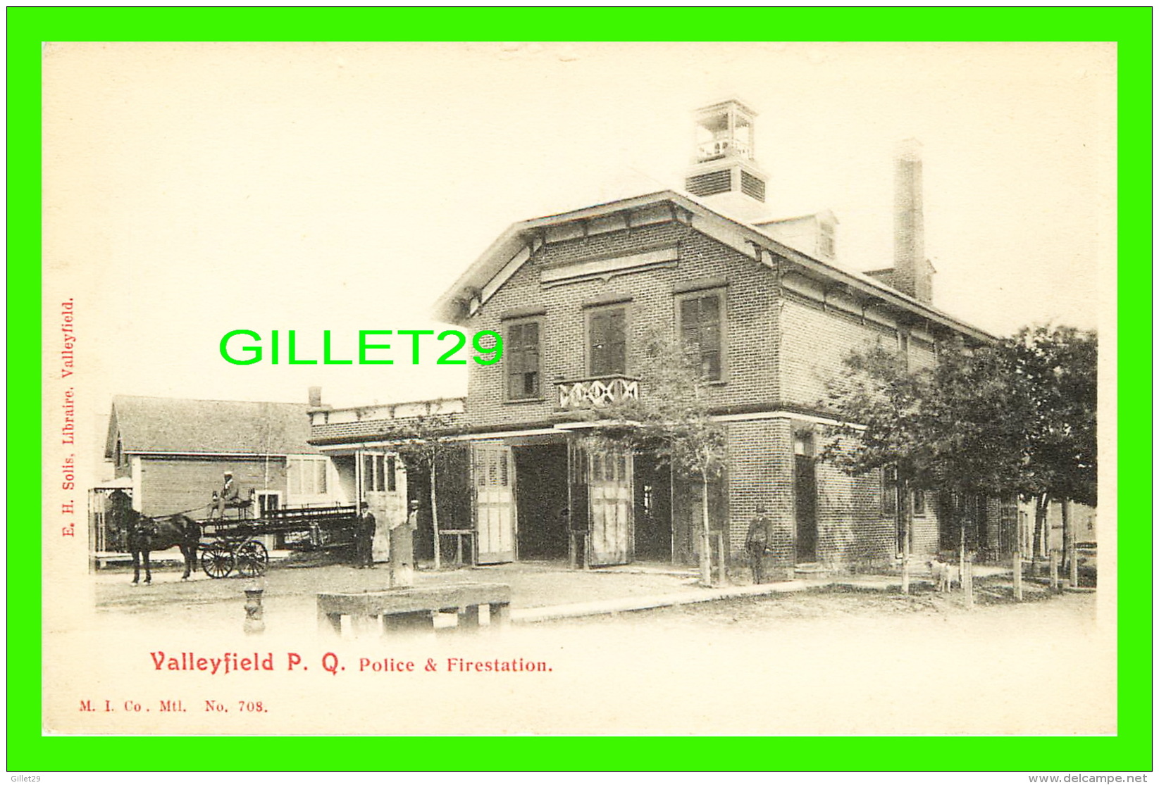 VALLEYFIELD, QUÉBEC - POSTE DE POLICE & POMPIER - POLICE & FIRESTATION IN 1900  - ANIMATED - E. H. SOLIS, LIBRAI - Autres & Non Classés