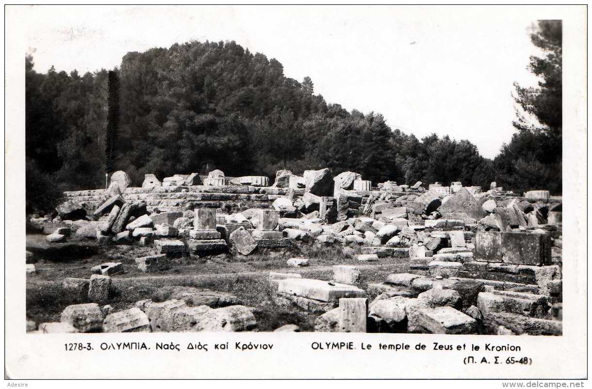 Orig.Fotokarte 1954 - OLYMPIA Le Temple De Zeus Et Le Kronion, Karte Gel.1954 Mit 800 ? Sondermarke, Fotoformat Ca. ... - Griechenland