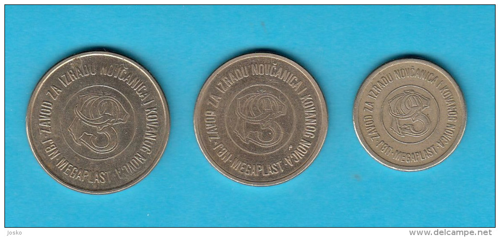 YUGOSLAVIA - Complette Set Of 3. Old Telephone Tokens A - B - C * Token Jeton Spielmarke Gettone Phone Telephones Phones - Yugoslavia