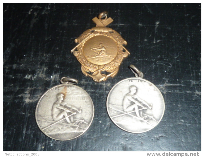 LOT DE 3 MEDAILLE ANCIENNE AVIRON - Roeisport